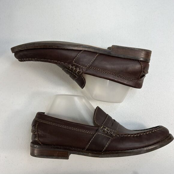 Clarks Mens 7.5 Penny Loafer‎ Driving Shoe Brown Leather Slip On Moccasin main image 8